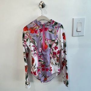 Submarine Long Sleeve One Piece Floral Girls Swimsuit